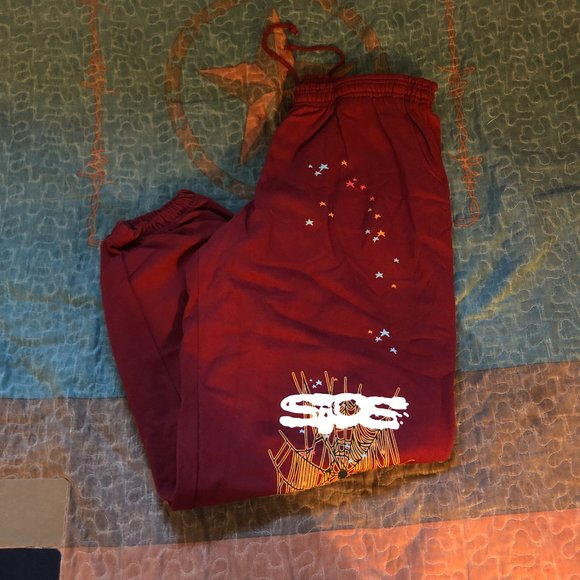Sp5der Logo Sweatpant Maroon - Picture 2 of 8